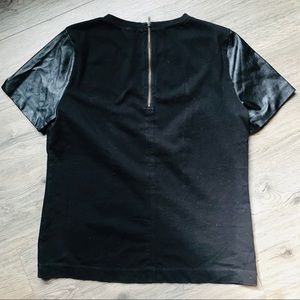 J. Crew Tops - Jcrew faux leather sleeves tee - size small J. Crew Tops - Jcrew faux leather sleeves tee - size small